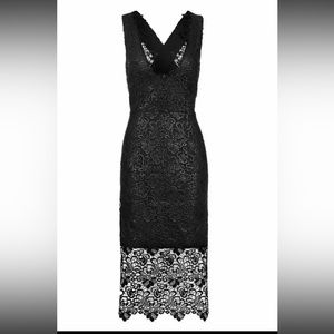 Topshop Womens Lace Plunge Midi Dress Black Occasion Prom Size 6 NWT